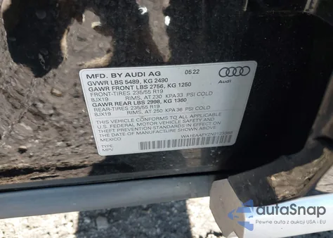 2022 Audi Q5 Premium Plus 45 Tfsi S Line Quattro S Tronic from USA, damaged, VIN WA1EAAFY2N2123388